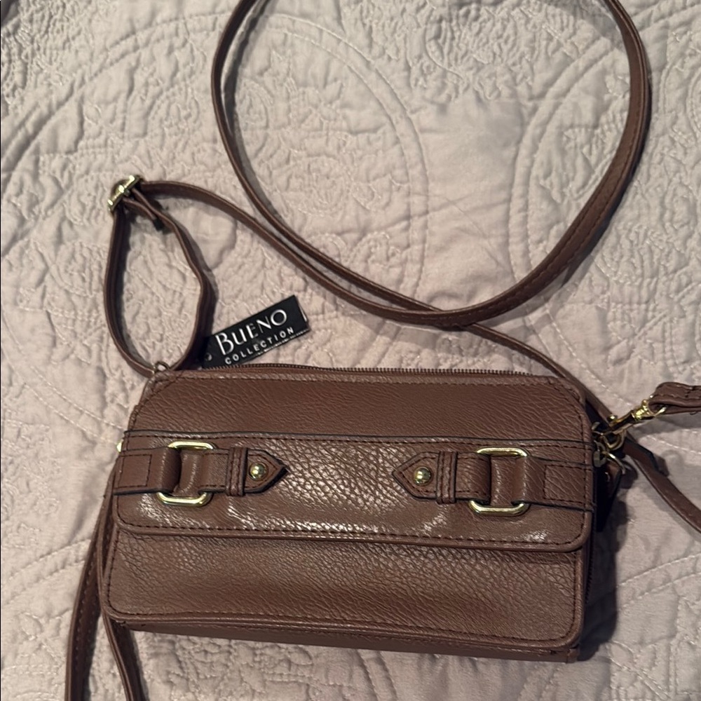 Bueno Brown Crossbody Bag with Silver Accents